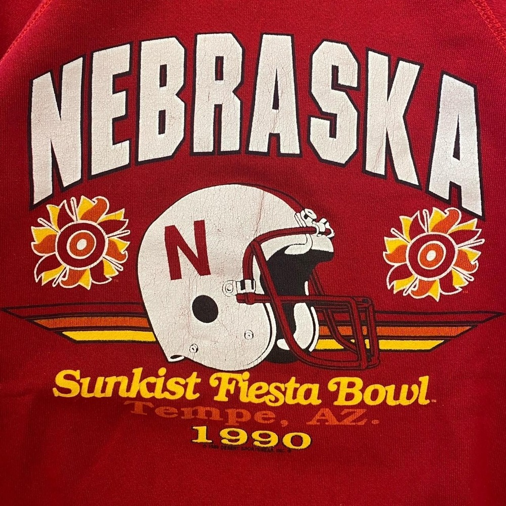 Vintage Nebraska Cornhuskers College Football 1990 Fiesta Bowl Sweatshirt Large - Picture 3 of 8